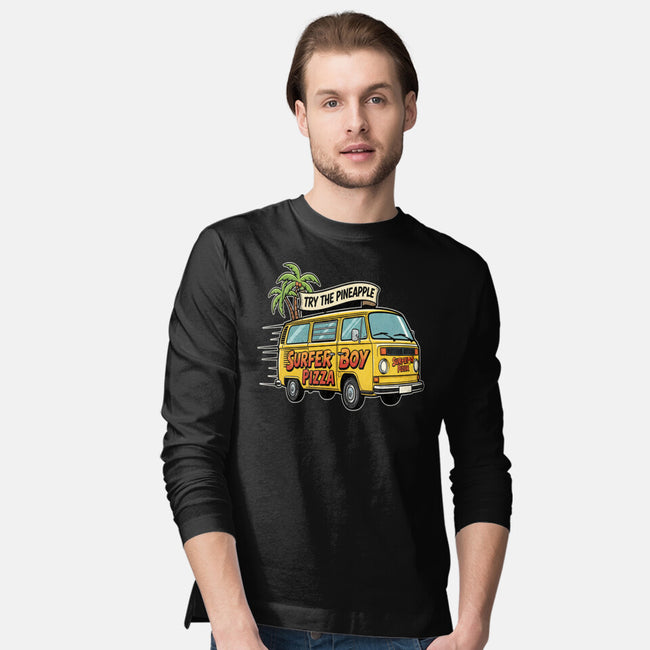 Surfer Boy Pizza-Mens-Long Sleeved-Tee-LILIVIA