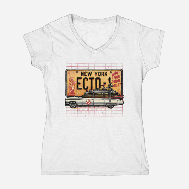 Ghost Hunt Mobile-Womens-V-Neck-Tee-glitchygorilla