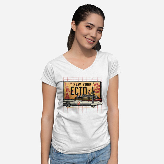 Ghost Hunt Mobile-Womens-V-Neck-Tee-glitchygorilla