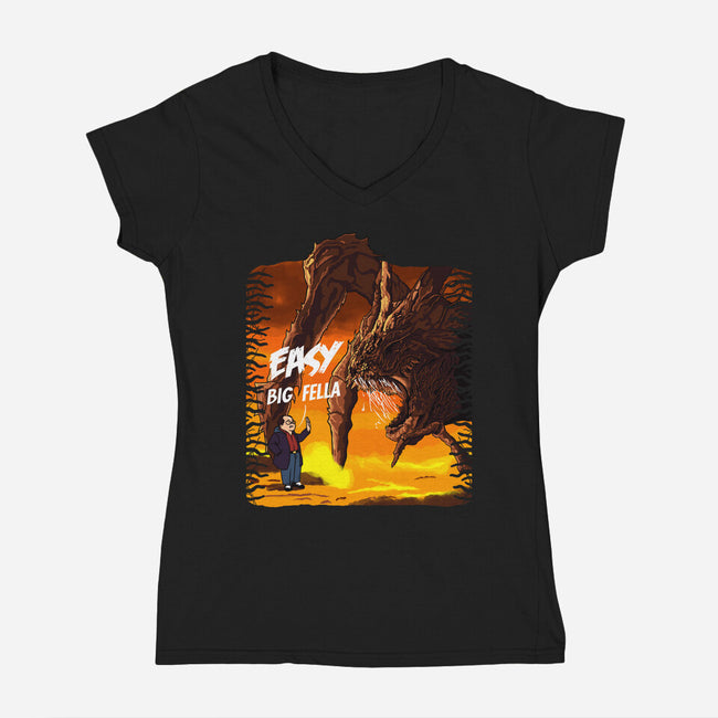 Calm Down Large Fellow-Womens-V-Neck-Tee-SeamusAran