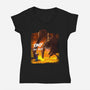 Calm Down Large Fellow-Womens-V-Neck-Tee-SeamusAran