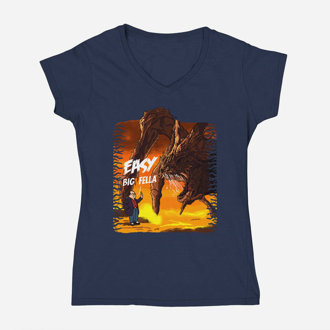 Calm Down Large Fellow-Womens-V-Neck-Tee-SeamusAran