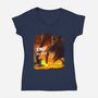 Calm Down Large Fellow-Womens-V-Neck-Tee-SeamusAran