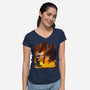 Calm Down Large Fellow-Womens-V-Neck-Tee-SeamusAran