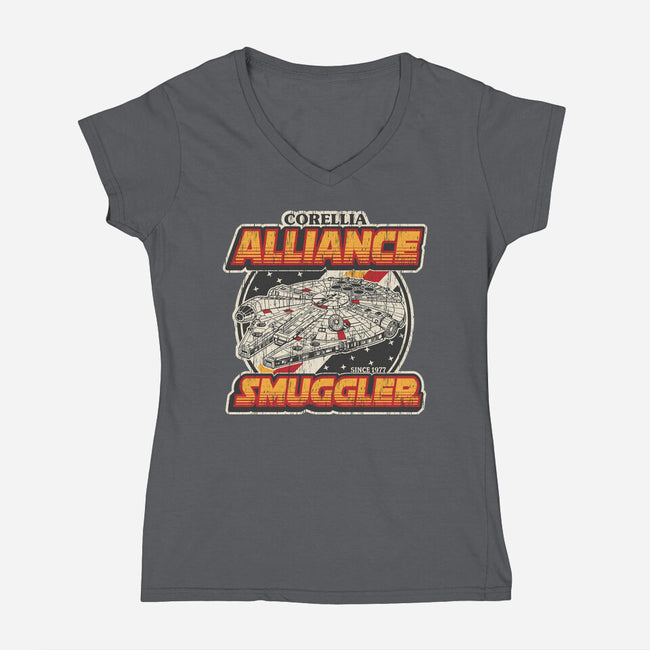 Alliance Smuggler-Womens-V-Neck-Tee-SuperEdu