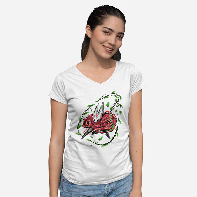 Rose Battle-Womens-V-Neck-Tee-nickzzarto