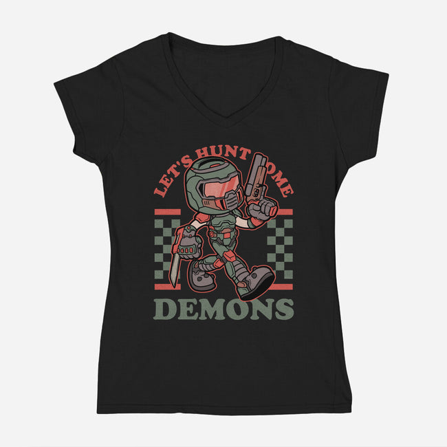 Game Mascot Demon Slayer-Womens-V-Neck-Tee-Studio Mootant