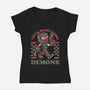 Game Mascot Demon Slayer-Womens-V-Neck-Tee-Studio Mootant