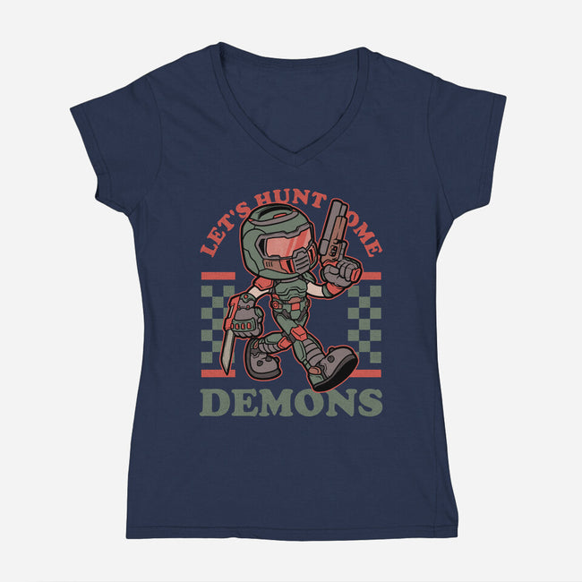 Game Mascot Demon Slayer-Womens-V-Neck-Tee-Studio Mootant