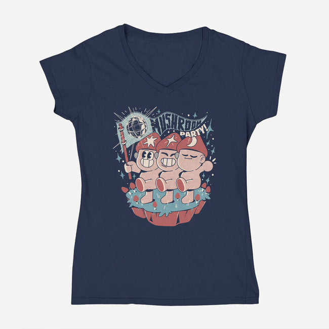 Mushroom Party-Womens-V-Neck-Tee-ilustrata