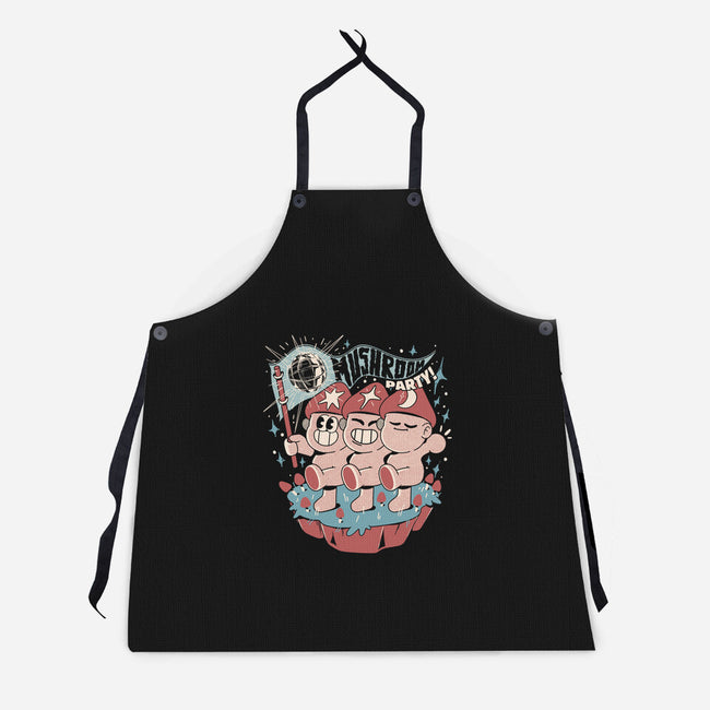 Mushroom Party-Unisex-Kitchen-Apron-ilustrata