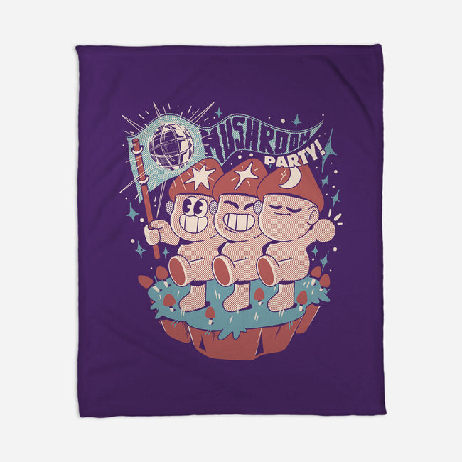 Mushroom Party-None-Fleece-Blanket-ilustrata
