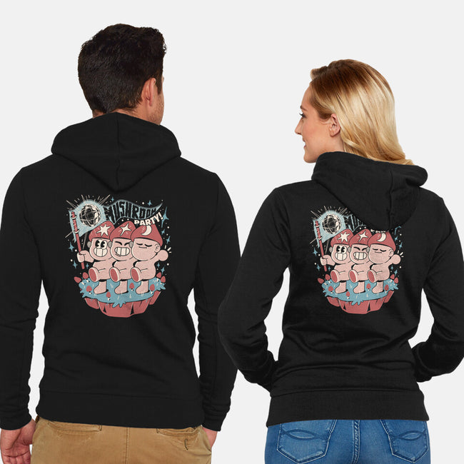 Mushroom Party-Unisex-Zip-Up-Sweatshirt-ilustrata