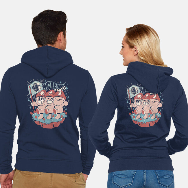 Mushroom Party-Unisex-Zip-Up-Sweatshirt-ilustrata