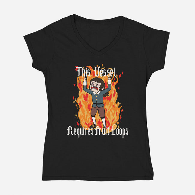Feed Me Katherine-Womens-V-Neck-Tee-SeamusAran