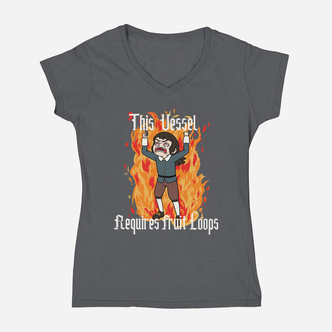 Feed Me Katherine-Womens-V-Neck-Tee-SeamusAran