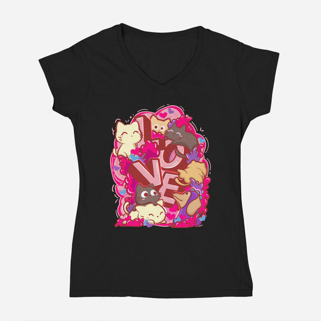 Meow Love-Womens-V-Neck-Tee-bloomgrace28