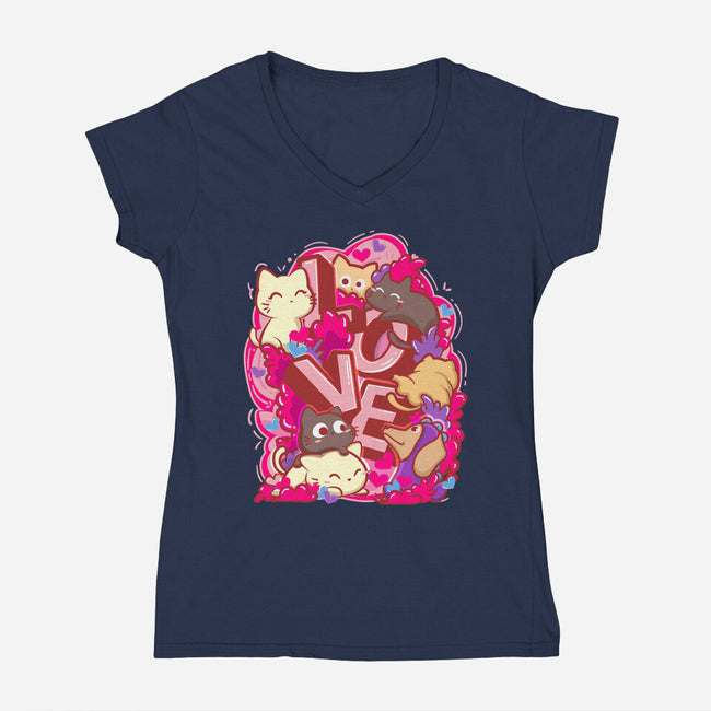 Meow Love-Womens-V-Neck-Tee-bloomgrace28