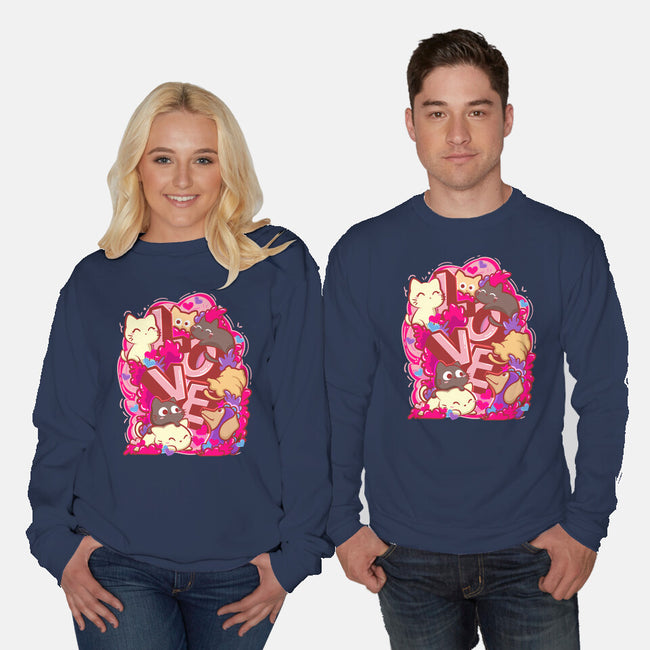 Meow Love-Unisex-Crew Neck-Sweatshirt-bloomgrace28