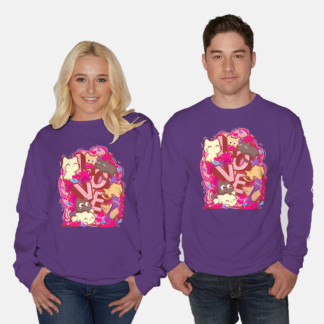 Meow Love-Unisex-Crew Neck-Sweatshirt-bloomgrace28