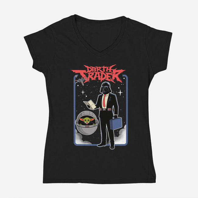 Darth Trader-Womens-V-Neck-Tee-Tri haryadi