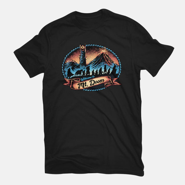Welcome To Mt Doom-Womens-Fitted-Tee-glitchygorilla