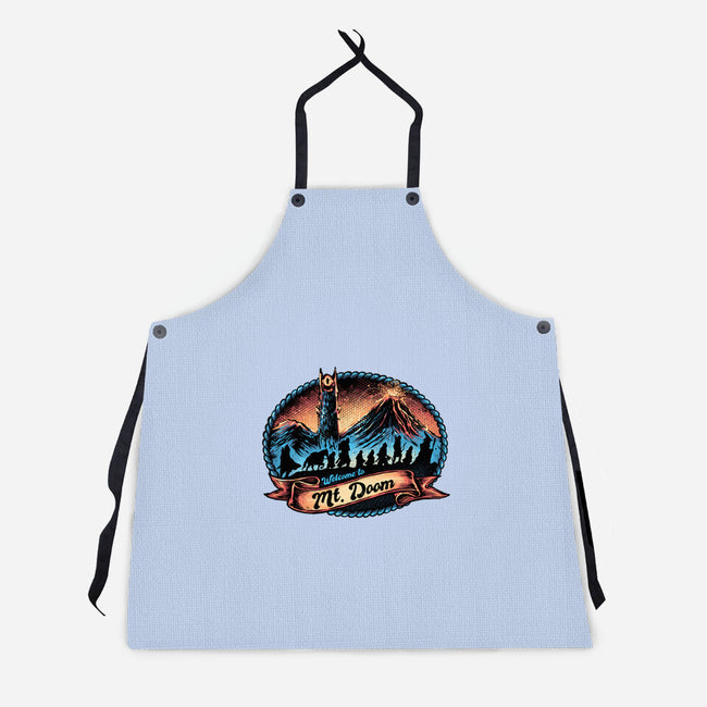 Welcome To Mt Doom-Unisex-Kitchen-Apron-glitchygorilla