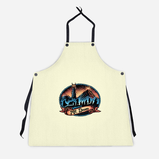Welcome To Mt Doom-Unisex-Kitchen-Apron-glitchygorilla