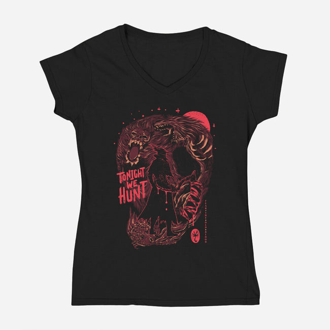 Tonight We Hunt-Womens-V-Neck-Tee-eduely