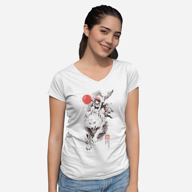 The Heart Still Runs-Womens-V-Neck-Tee-eduely
