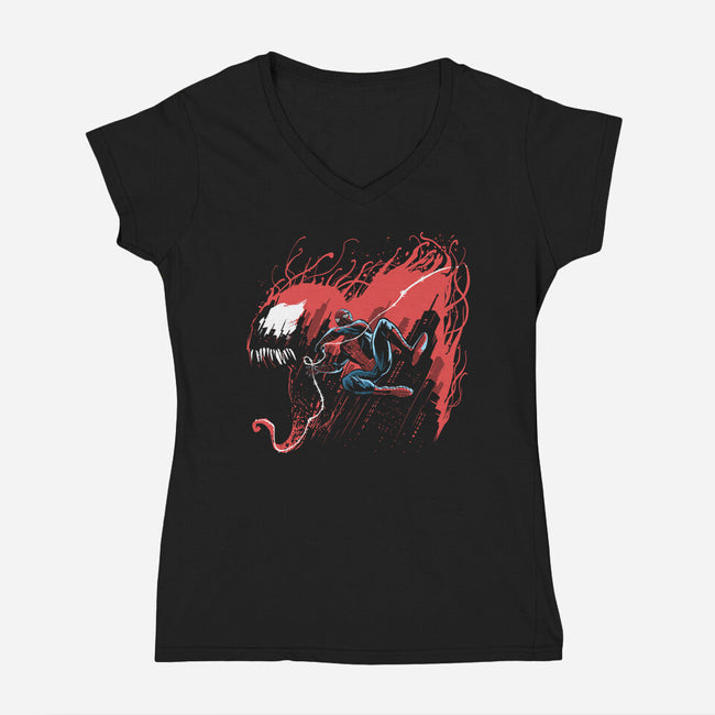 Symbiote Hunt-Womens-V-Neck-Tee-zascanauta
