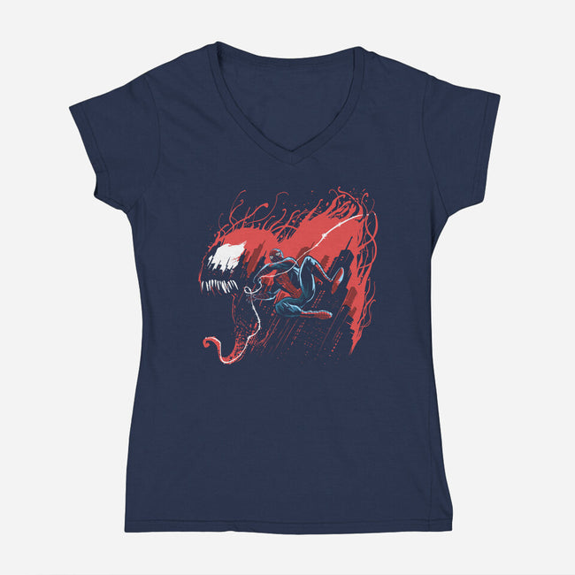Symbiote Hunt-Womens-V-Neck-Tee-zascanauta