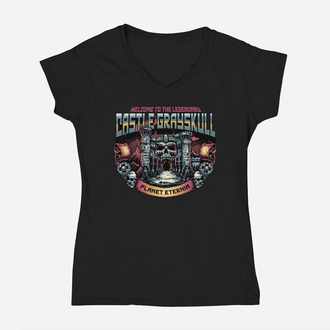 The Legendary Castle-Womens-V-Neck-Tee-glitchygorilla
