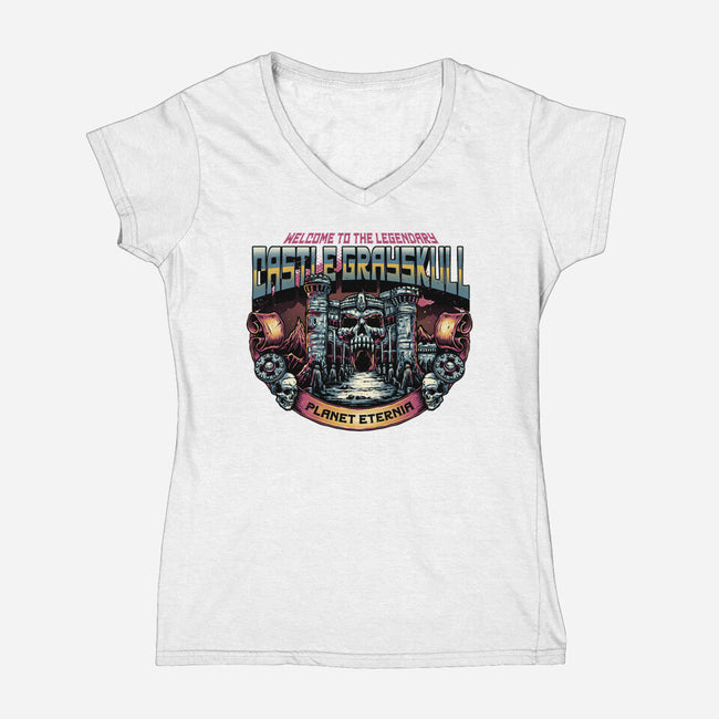 The Legendary Castle-Womens-V-Neck-Tee-glitchygorilla