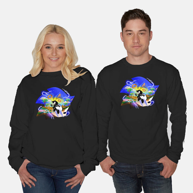 Faster Than Light Sonic-Unisex-Crew Neck-Sweatshirt-hypertwenty