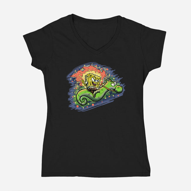 Sponge Rider-Womens-V-Neck-Tee-nickzzarto