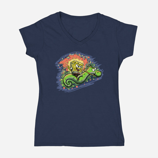 Sponge Rider-Womens-V-Neck-Tee-nickzzarto