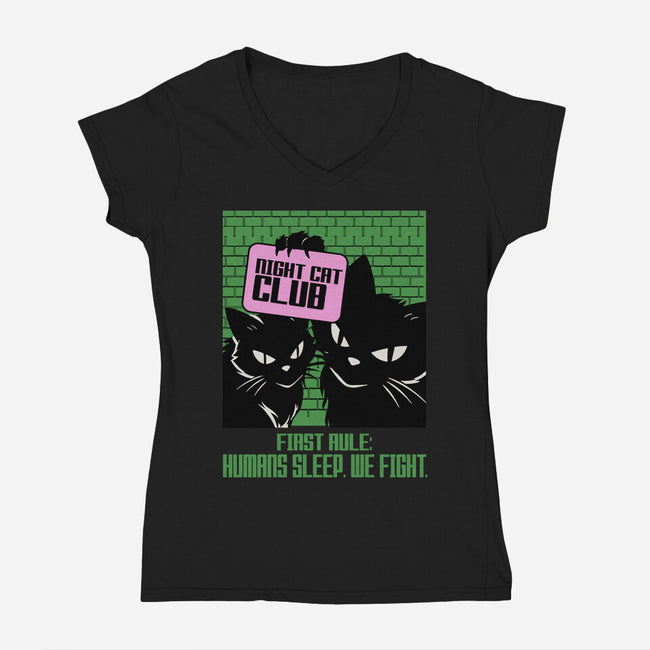 Night Cat Club-Womens-V-Neck-Tee-fanfabio