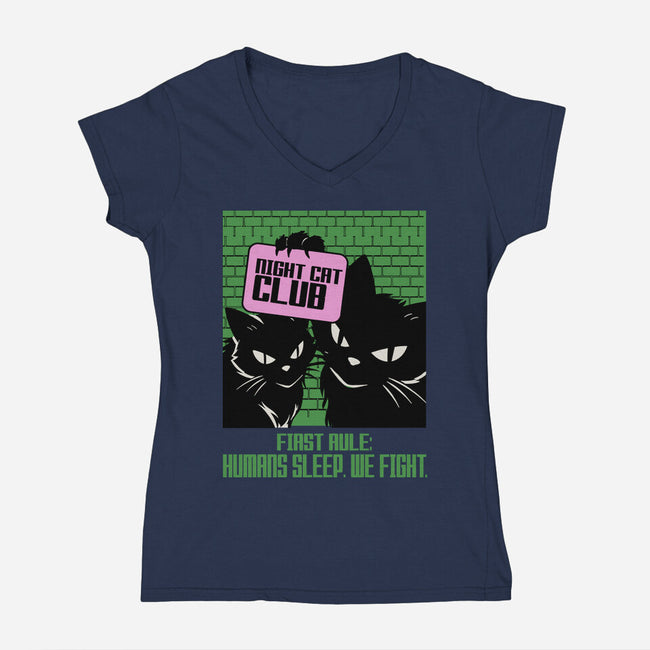Night Cat Club-Womens-V-Neck-Tee-fanfabio