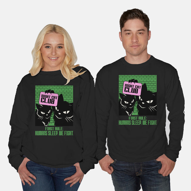 Night Cat Club-Unisex-Crew Neck-Sweatshirt-fanfabio