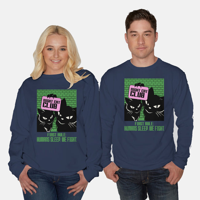 Night Cat Club-Unisex-Crew Neck-Sweatshirt-fanfabio