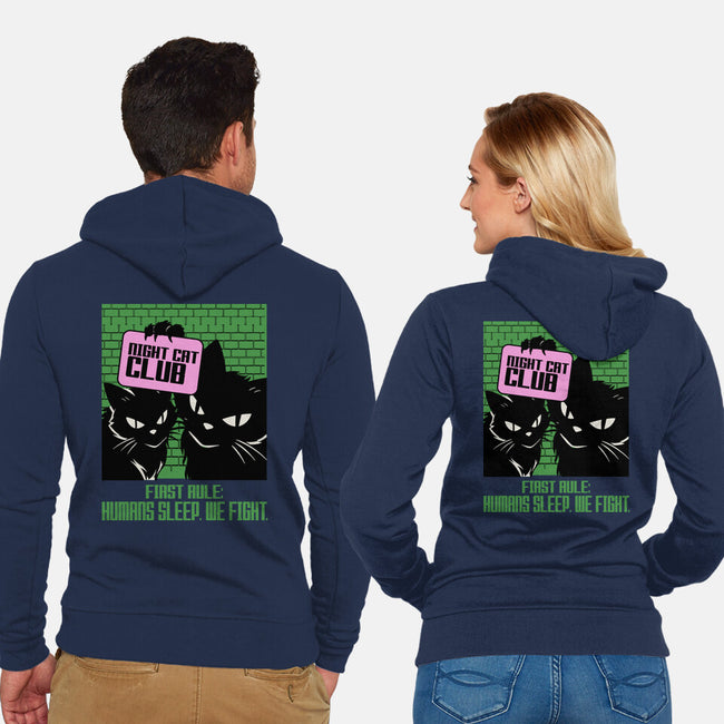 Night Cat Club-Unisex-Zip-Up-Sweatshirt-fanfabio