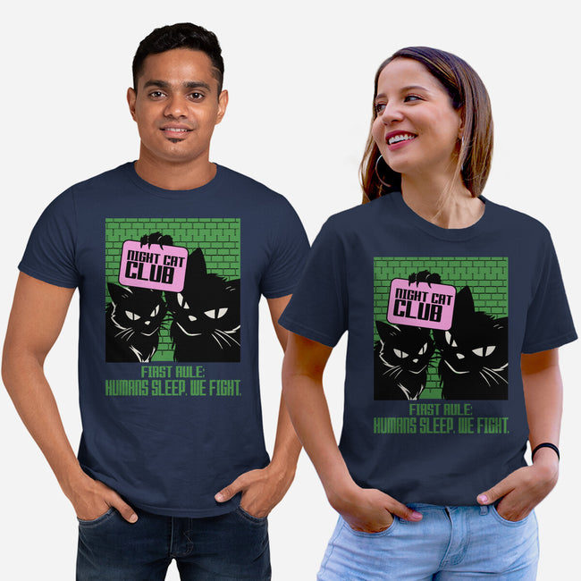 Night Cat Club-Unisex-Basic-Tee-fanfabio