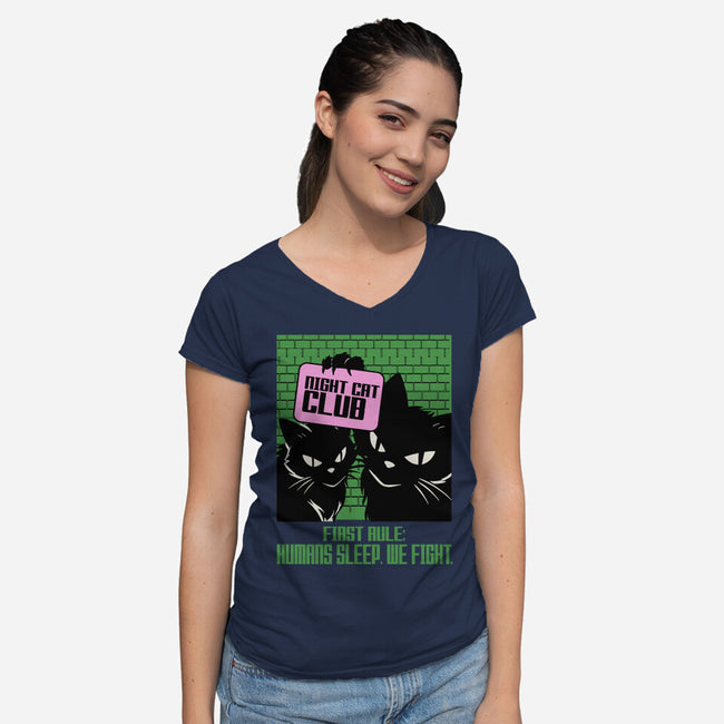 Night Cat Club-Womens-V-Neck-Tee-fanfabio