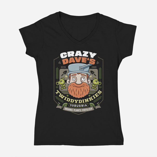 Crazy Dave Fertilizer Vintage-Womens-V-Neck-Tee-LAGELANTEE