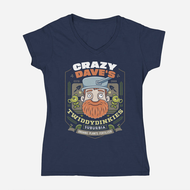 Crazy Dave Fertilizer Vintage-Womens-V-Neck-Tee-LAGELANTEE
