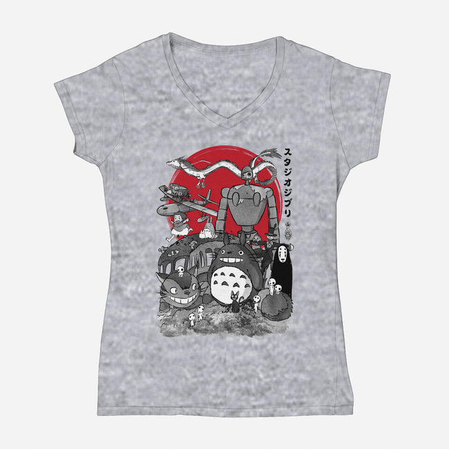The Fantastic World Of Hayao-Womens-V-Neck-Tee-DrMonekers