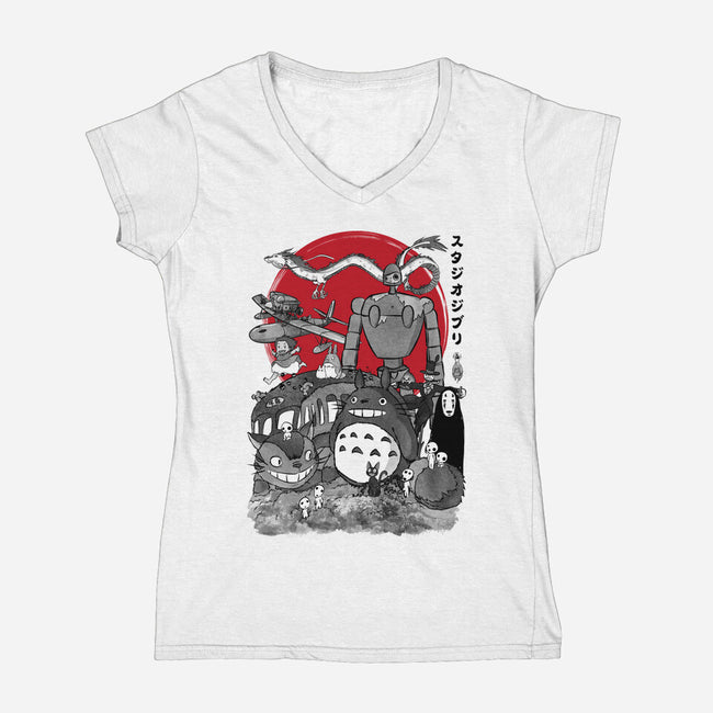 The Fantastic World Of Hayao-Womens-V-Neck-Tee-DrMonekers