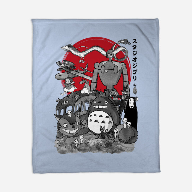 The Fantastic World Of Hayao-None-Fleece-Blanket-DrMonekers