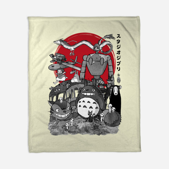 The Fantastic World Of Hayao-None-Fleece-Blanket-DrMonekers